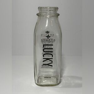 Shatto Milk Bottle Glass Lucky St Patricks Day NO Cap Mint Chocolate EMPTY
